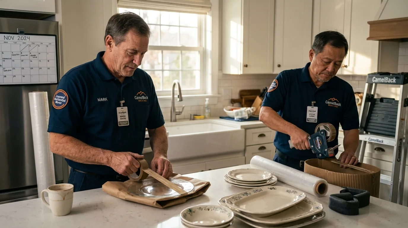 Professional crew packing kitchen dishware in Elizabethville, PA