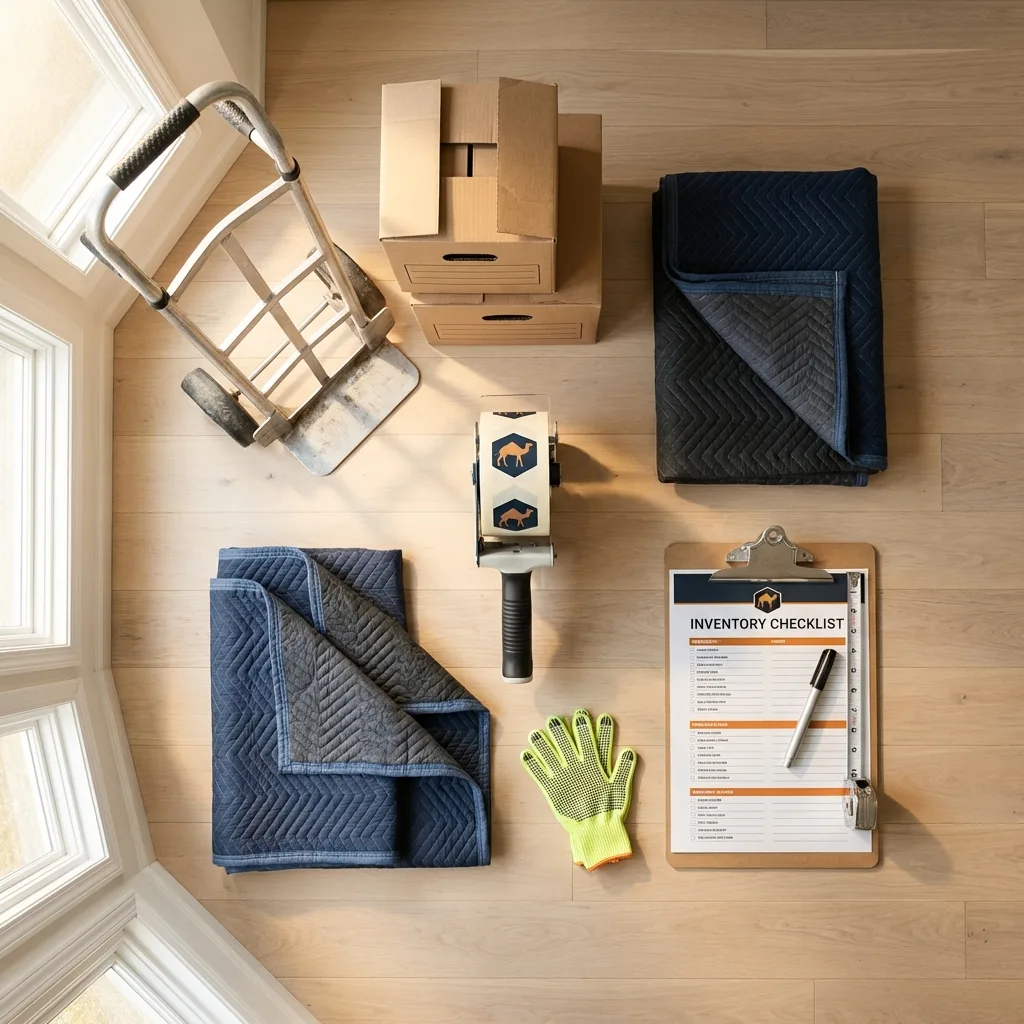 Professional moving supplies and packing materials layout for Elizabethville residential relocations